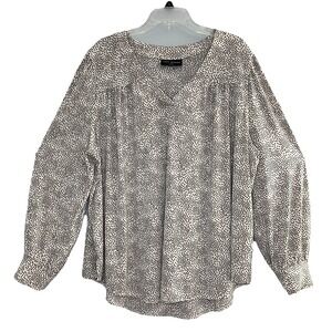 Lane Bryant Confetti Tunic Top Blouse Stretch Peasant Travel V‎ Neck Size 22 24